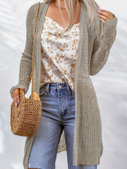 Casual Cardigan Women's Plus Solid Long Sleeve Open Front High Stretch