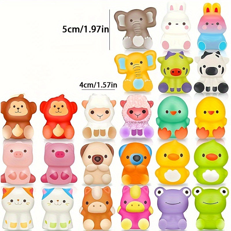 24pcs Soft Colorful Animal Squishy Toys Birthday Party Favors