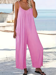 Casual Jumpsuit Solid Wide Leg Jumpsuit Pockets