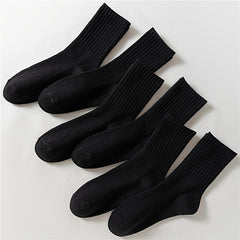 6 Pairs Solid Crew Socks for Women