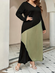 Colorblock V-Neck Maxi Dress