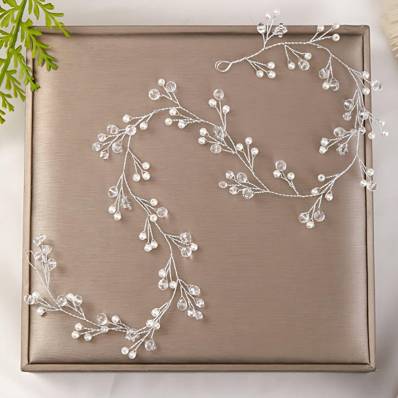 Western Wedding Hair Crown Floral Pearl Ornaments
