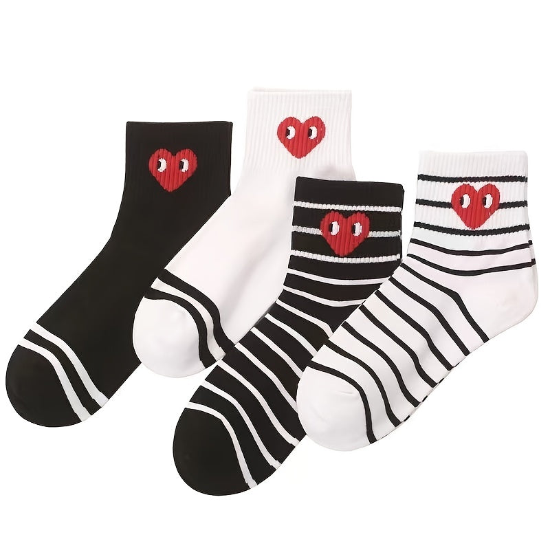 Heart Pattern Crew Socks Women's Stockings