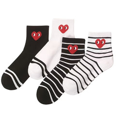 Heart Pattern Crew Socks Women's Stockings