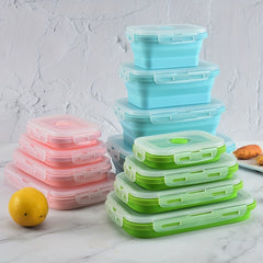 Portable Silicone Lunch Box Fresh Keeping Microwave Safe