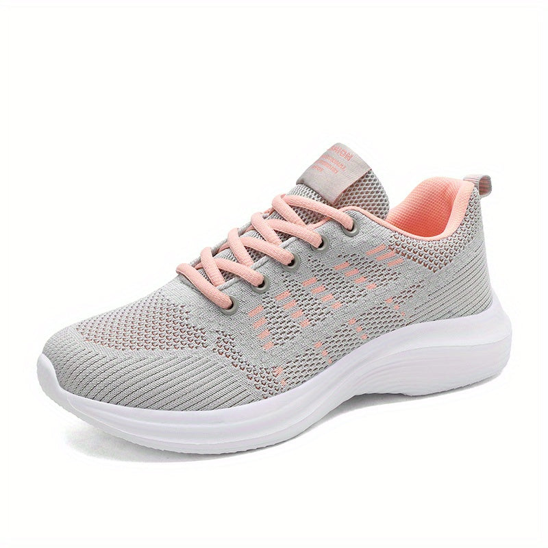 Women's Woven Lace-Up Running Shoes Breathable Sneakers