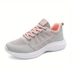 Women's Woven Lace-Up Running Shoes Breathable Sneakers