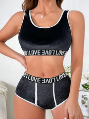 Letter Print Bra & Panties Set