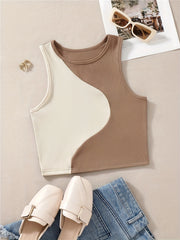 Sleeveless Casual Block Tank Top Summer Women's Clothing