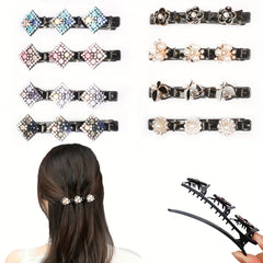 8pcs Rhinestone Flower Hair Clips Hairpins for Girls Daily Use
