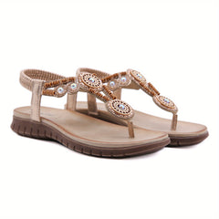 Boho Beads Flat Sandals Thong Slip-On Anti-Skid Shoes