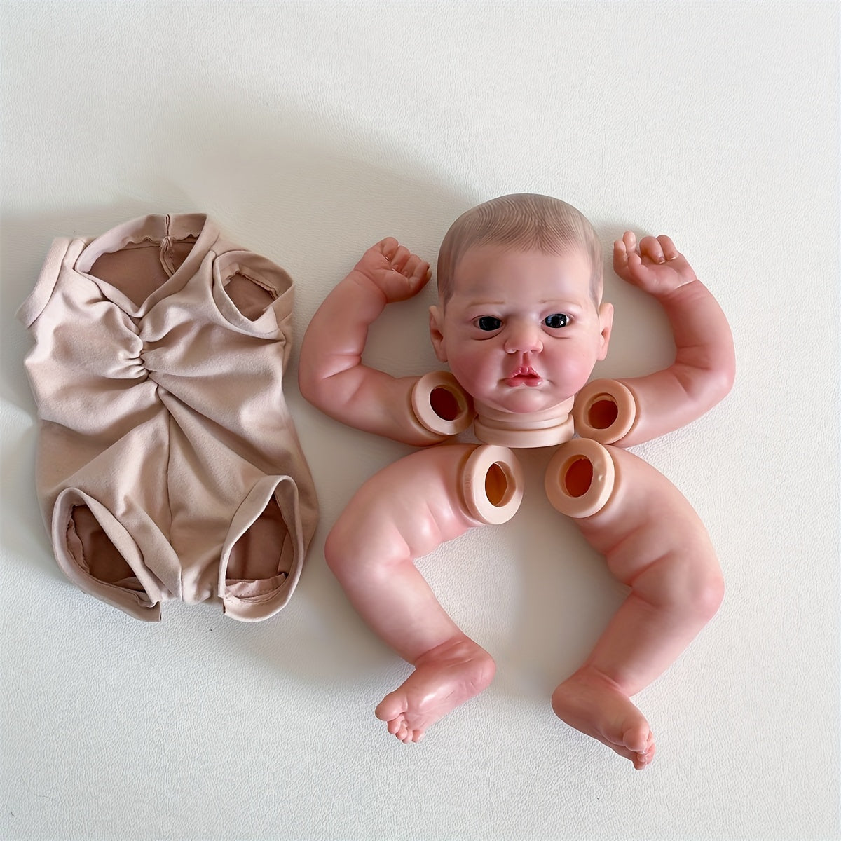 19 Inch Unassembled Reborn Doll Kit DIY Cloth Body Visible Veins Hand Drawn Hair