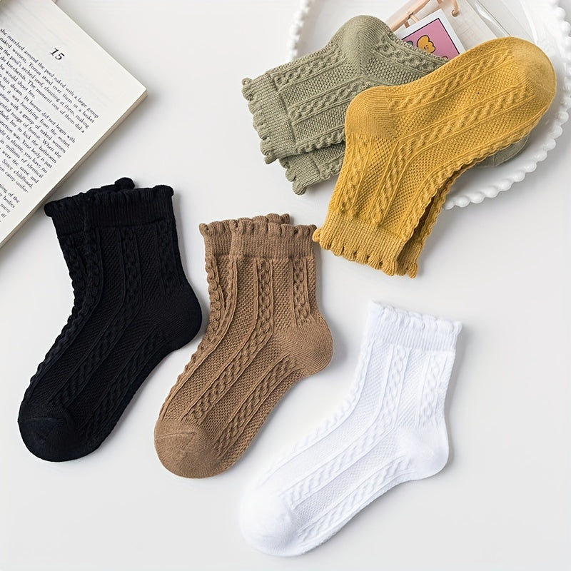 5Pairs Cute Princess Socks for Girls Ages 1-12