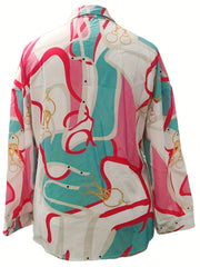Colorblock Chain Print Blouse