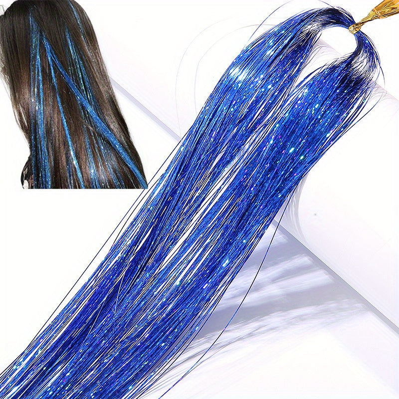 60 96 Cm Sparkle Hair Tinsel Rainbow Colored Strands Hair Extensions