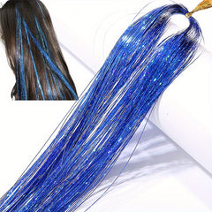 60 96 Cm Sparkle Hair Tinsel Rainbow Colored Strands Hair Extensions