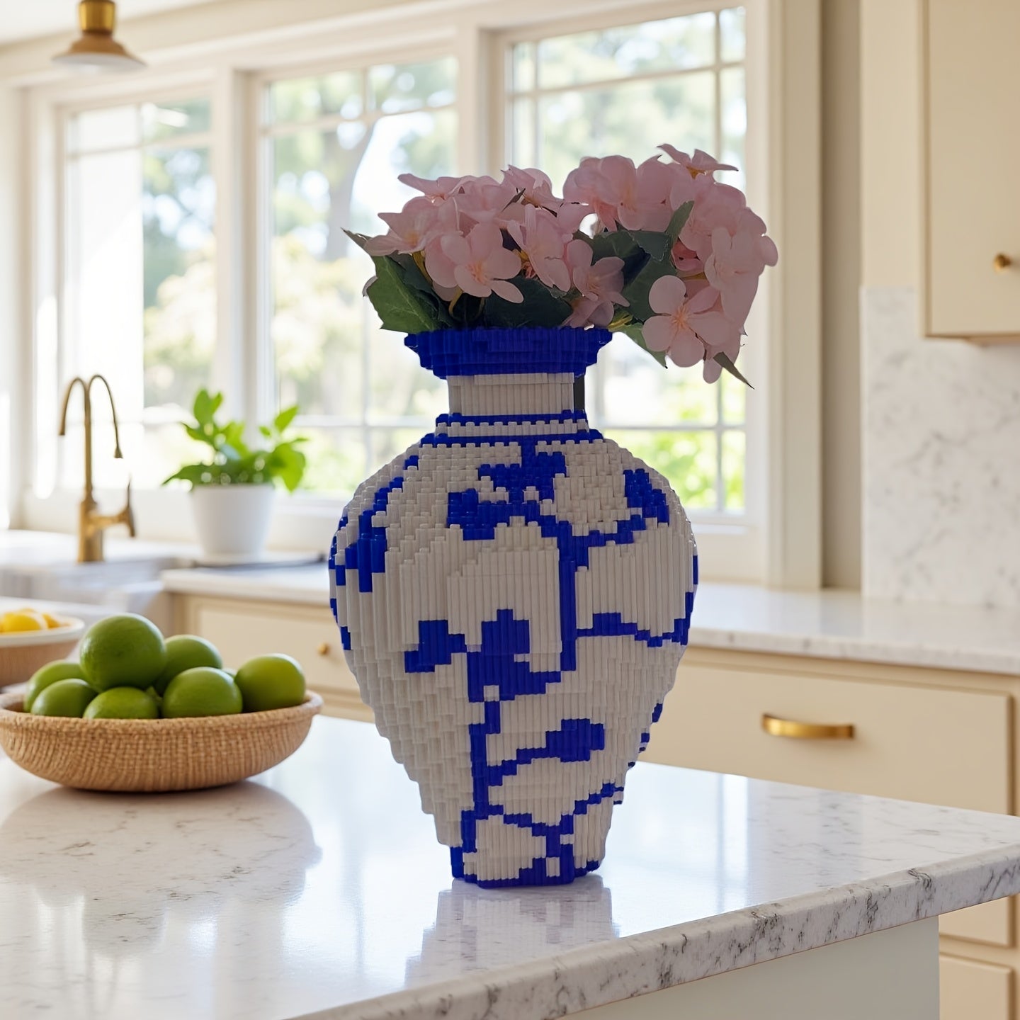 1800pcs 3D Vase Building Blocks Toy DIY Decorative Model Mixed Colors