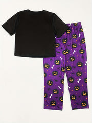 Gothic Pajama Set Women's Pumpkin Bat Print Shorts