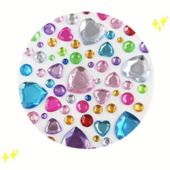 4pcs DIY Rhinestone Cartoon Gem Sticker Round Heart Flower Shaped Sticker