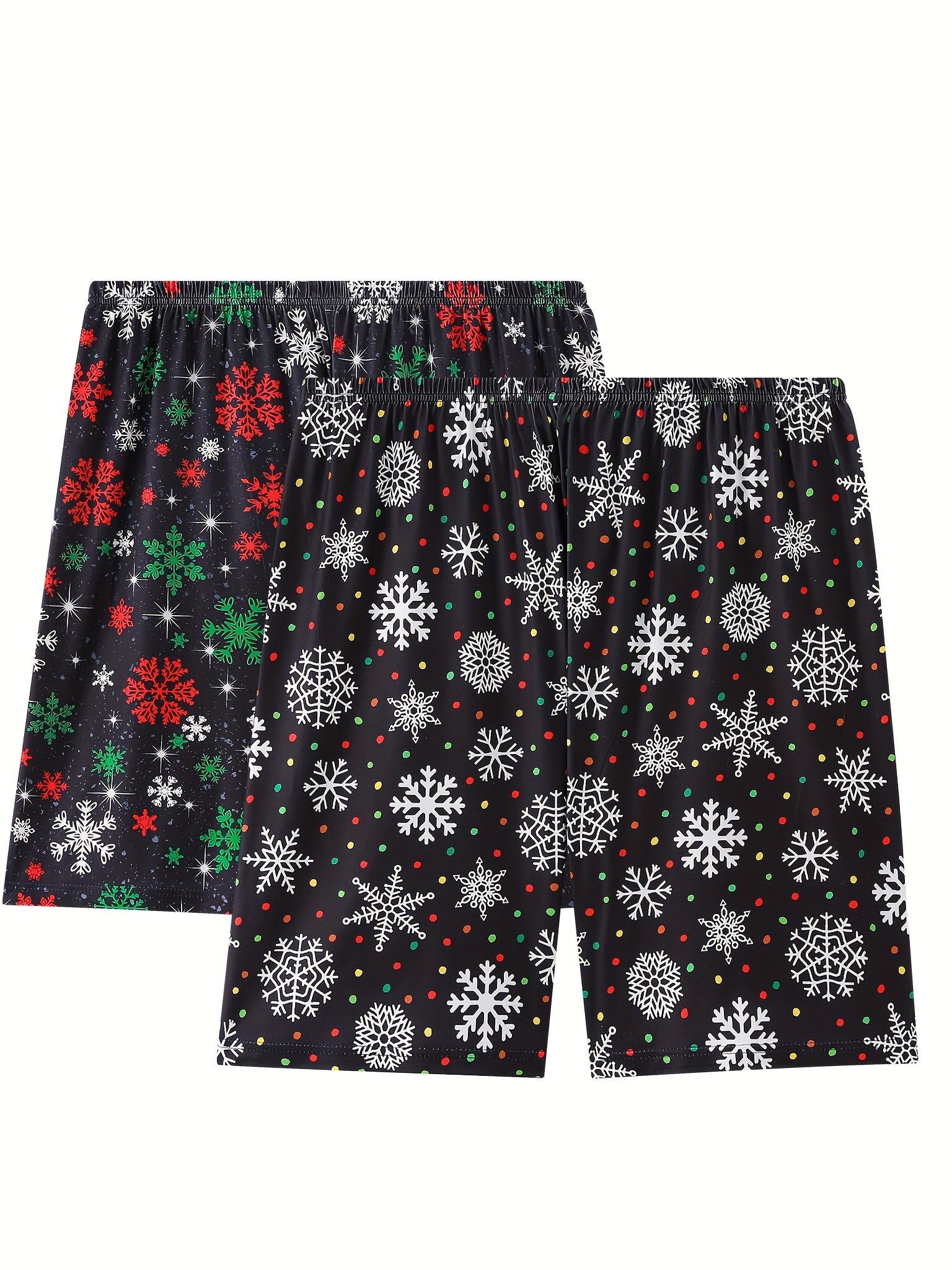 2 Pack Plus Size Christmas Sleepwear Bottoms Set Women's Plus Snowflake & Polka