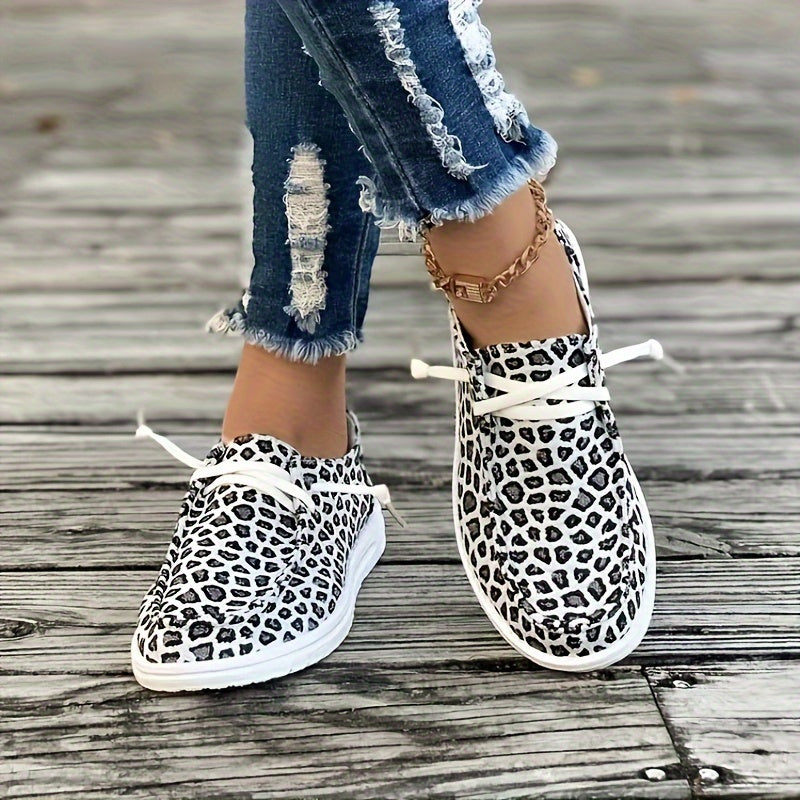 Leopard Slip On Shoes Women's Casual Lightweight Comfortable Walking Shoes
