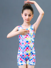 Girls Rainbow Unicorn Print Sleeveless Ballet Leotard Romper