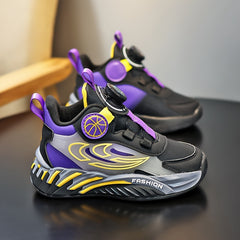 Boy's Rotating Buckle Basketball Shoes Non Slip Sneakers