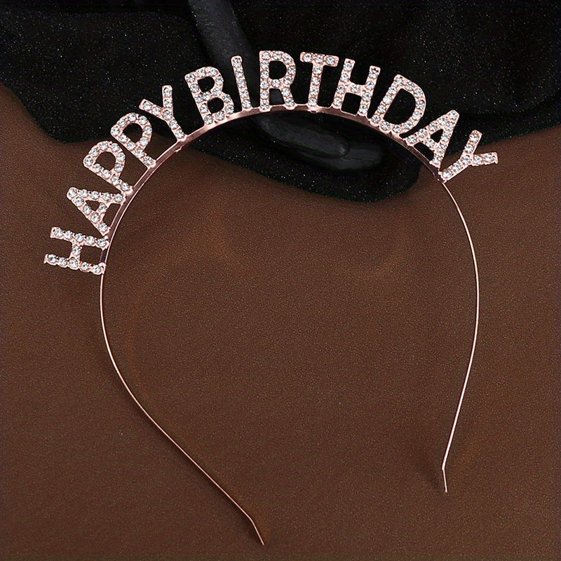 Birthday Rhinestone Letter Hair Hoop Princess Hair Accessories