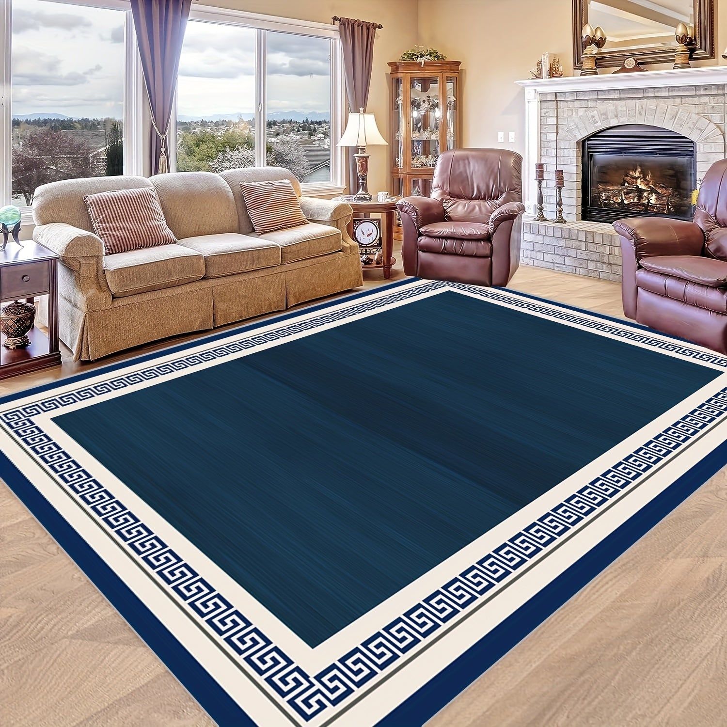 Minimalist Geometric Kitchen Rug Soft Faux Sheepskin Floor Mat