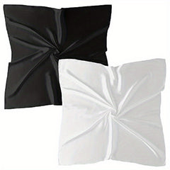 2pcs Solid Satin Bandana Silky Neck Scarf Hair Wrap Classic Square Scarf