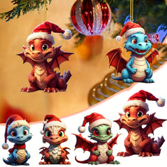 Little Fire Dragon Car Pendant 2D Acrylic Christmas Decoration Keychain