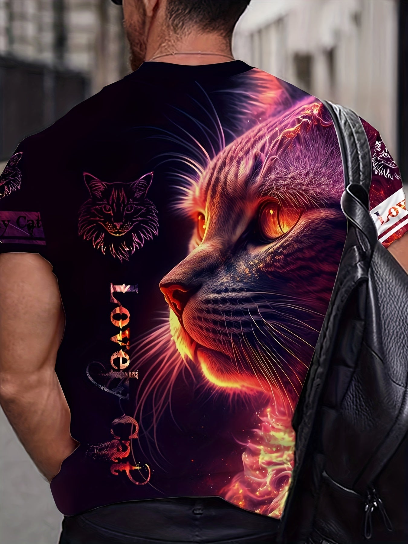 Men's 3D Cat Pattern Graphic T-shirt for Summer