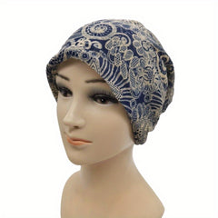 Paisley Print Elastic Beanie Cap Vintage Skull Hat Lightweight Neck Gaiter