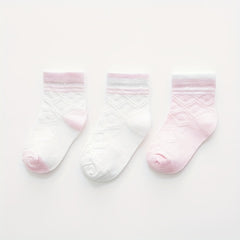 3 Pairs Kids Casual Thin Knit Cotton Socks