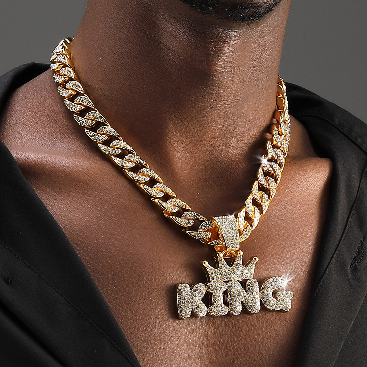 Crown KING Pendant with Cuban Chain