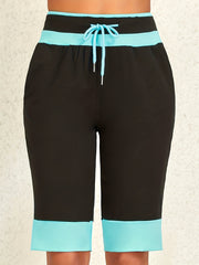 Drawstring Block Shorts Casual High Waist Summer Shorts