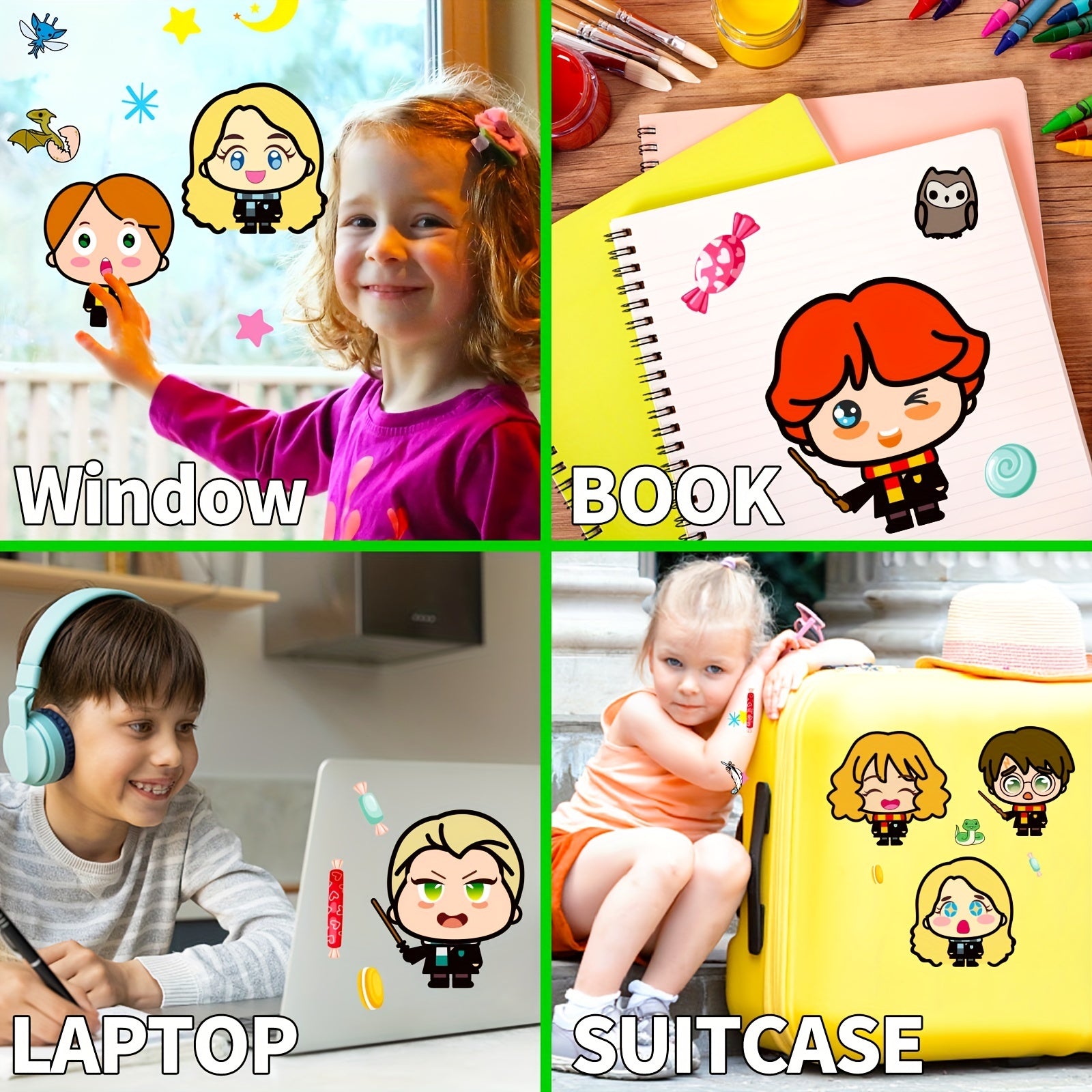 6pcs Graffiti Puzzle Stickers Big Head Cartoon Character Make A Face Stickers