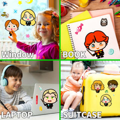 6pcs Graffiti Puzzle Stickers Big Head Cartoon Character Make A Face Stickers