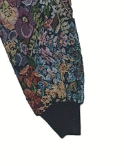 Vintage Baseball Neck Floral Print Jacket Women's Outerwear