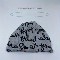 Letter Graphic Beanie Hat Winter Warm Knit Hat