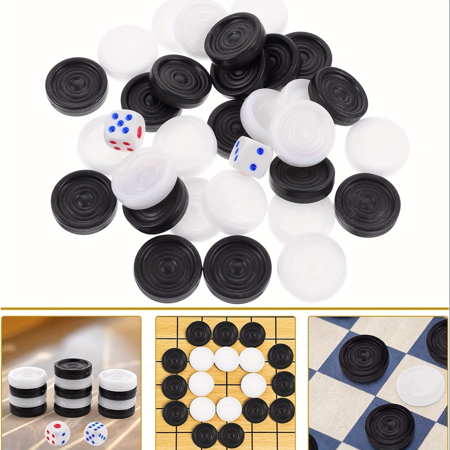 32pcs Backgammon Chess Pieces Replacement Checker Plastic Chips