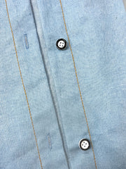 Casual Denim Top Women's Plus Solid Button Up Long Sleeve
