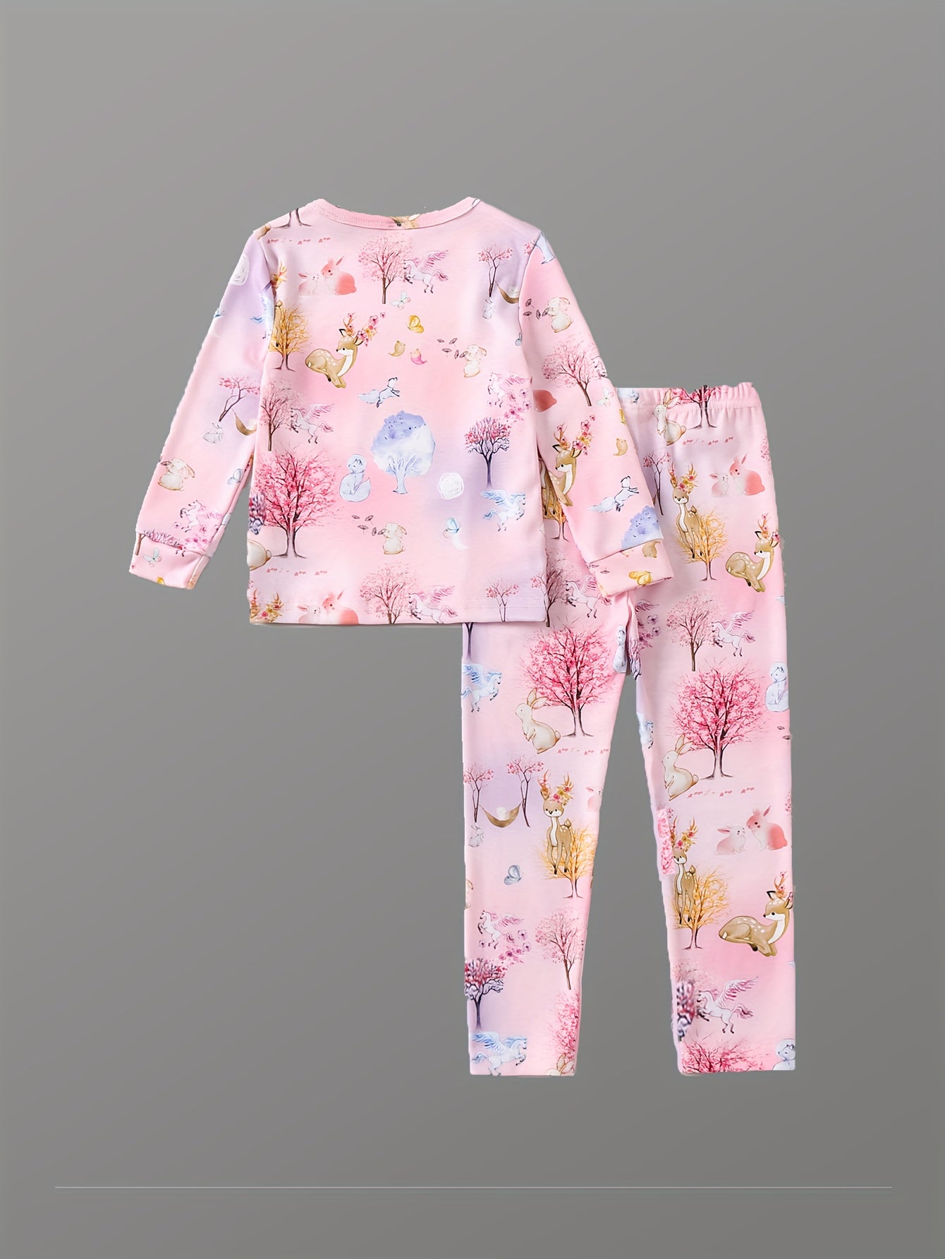 Girl's 2pcs Pajama Set Deer Tree Print Loungewear