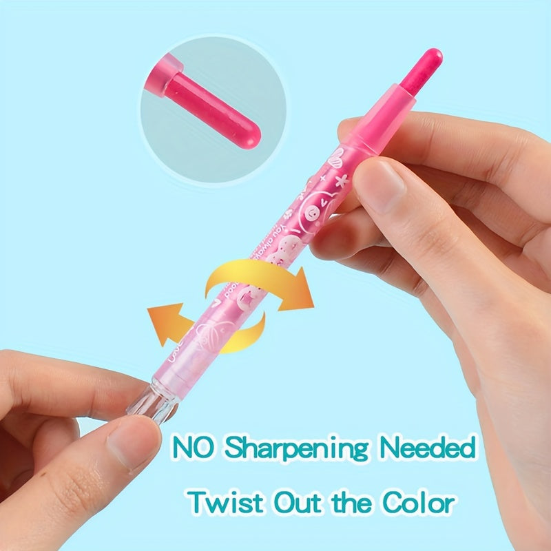 24 Rotating Crayon Set with Twistable Medium Point - Red and Other Colors