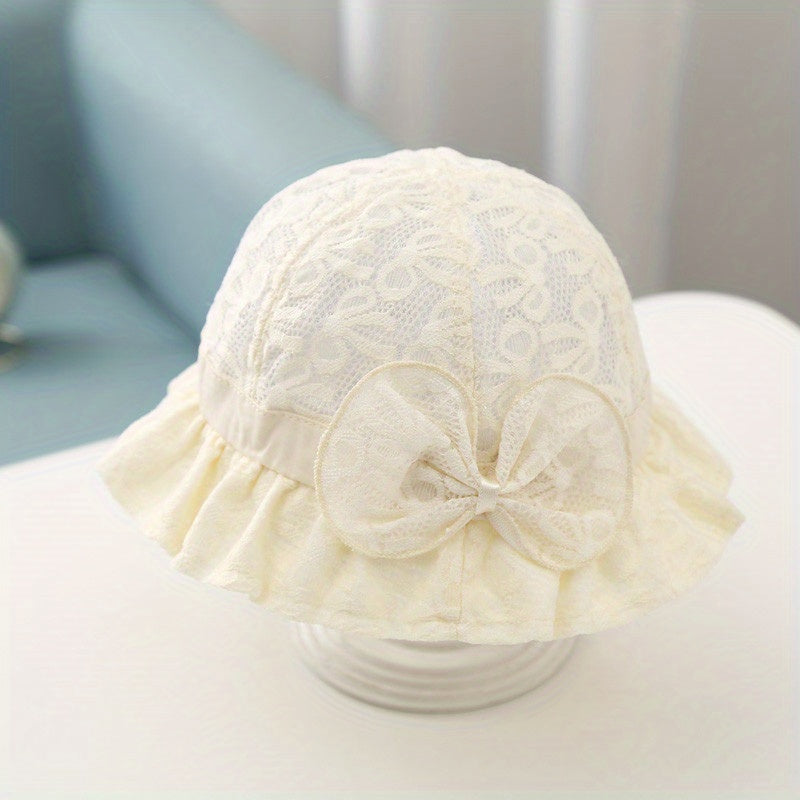 Baby Girls Lace Bow Sun Hat Breathable Princess Cap Outdoor Summer