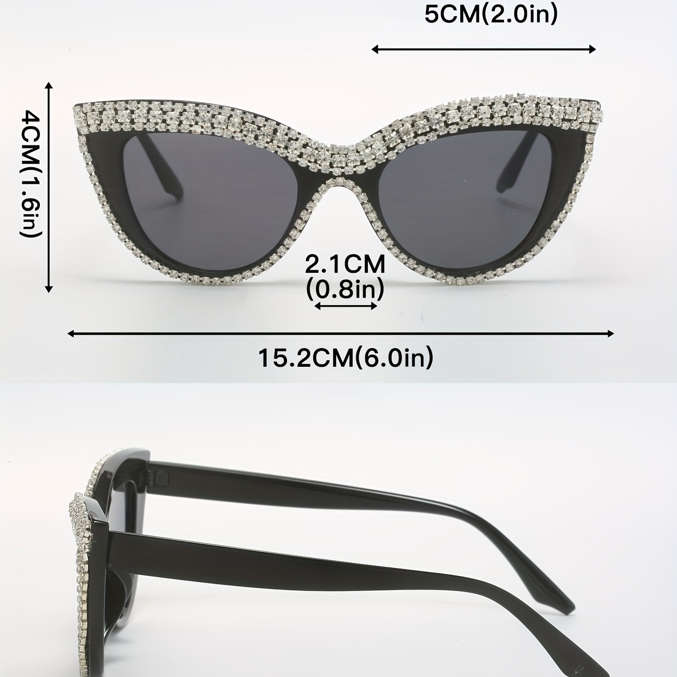 Sparkling Rhinestone Cat Eye Sunglasses UV400