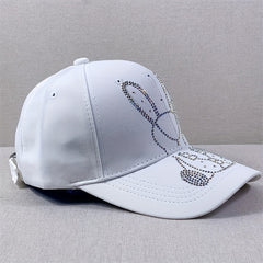 Rhinestone Rabbit Baseball Cap Sun Hat for Women