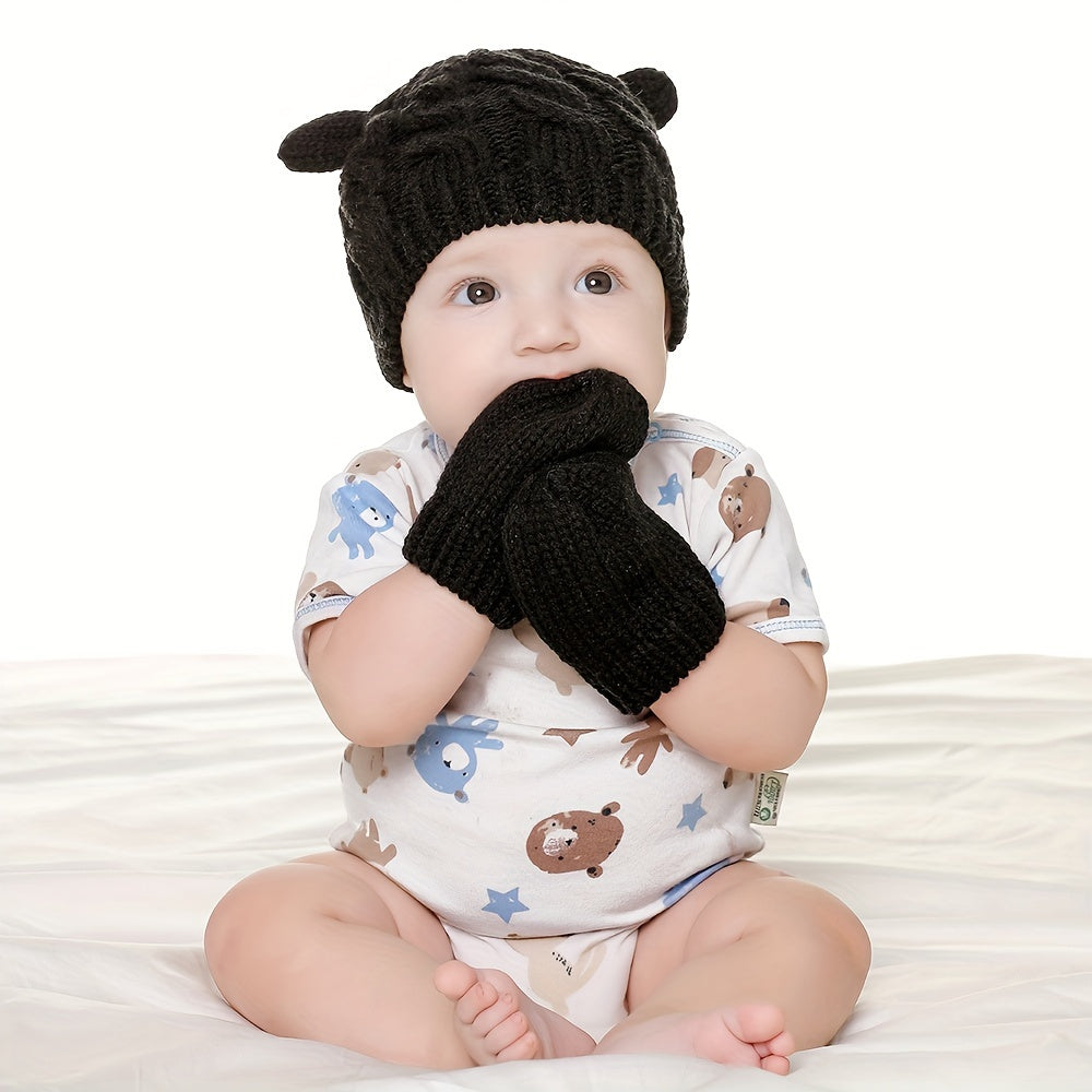 Baby Hat Knitted Hat & Gloves Set for Boys and Girls