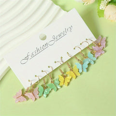 Colorful Butterfly Earrings Set for Girls - 5 Pairs
