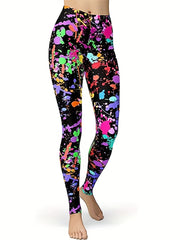 Splash Ink Print Leggings Casual Skinny Workout Leggings Women's Clothing